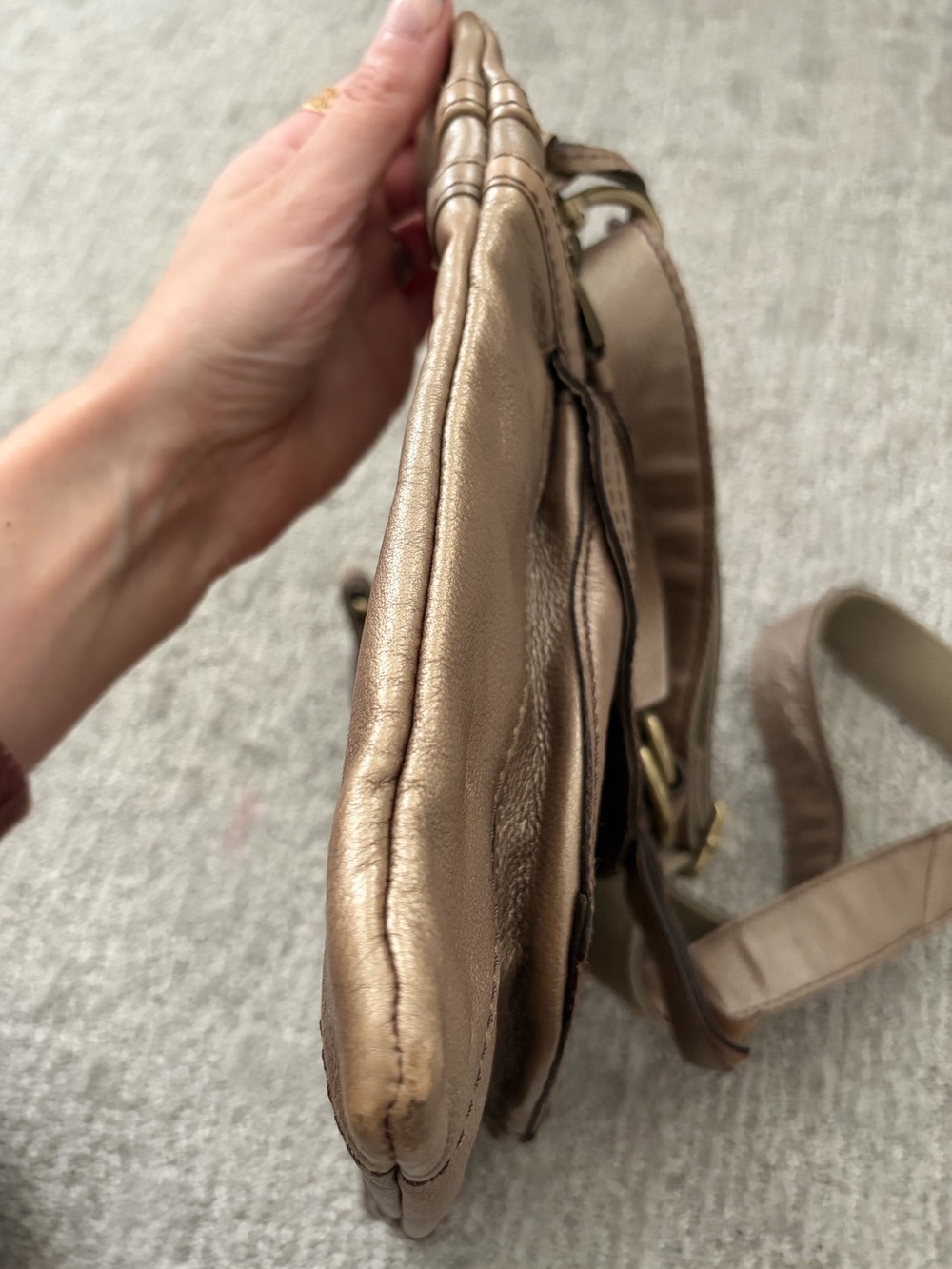 Fossil Taupe Leather Crossbody Bag - Picture 7 of 12